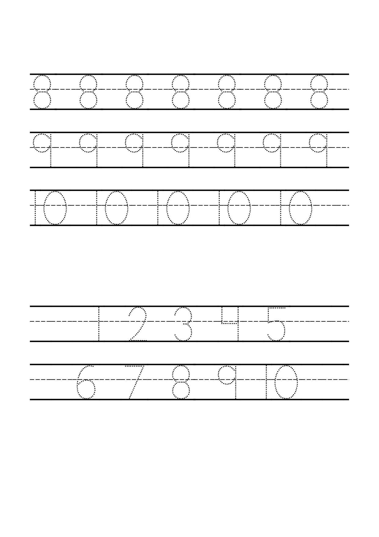 1 10 trace the number worksheets etsy