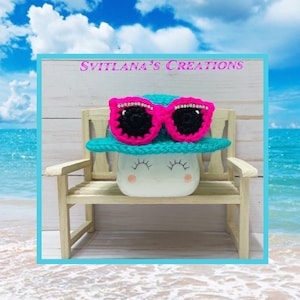 Sunglasses Marshmallow Mug Hat | Rae Dunn | Spring Decor | Tiered Tray Decor | Summer | Beach | Martha Stewart