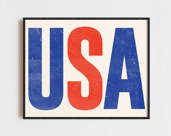 Wall Decor - USA Print - American Wall Art - Gift for Him - Independence Day