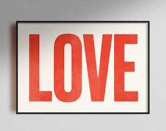 Impresión artística de tipografía de amor: decoración minimalista para el hogar