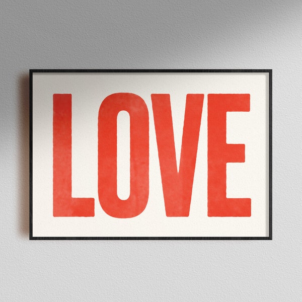 Art horizontal - Love Print - Affiche de typographie - Art minimaliste - Cadeau d'anniversaire - Home Decor Print