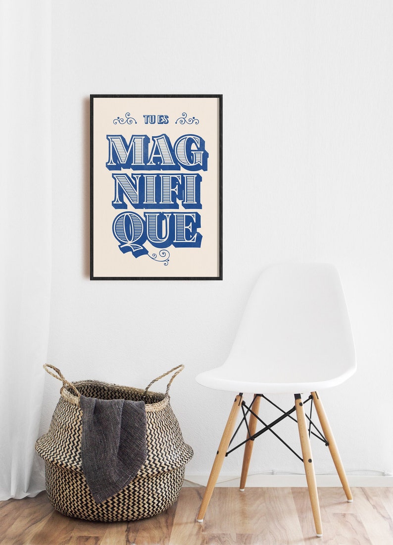 French Print Tu Es Magnifique Typography Print Wall Art Etsy