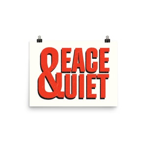 Abstract Wall Art Peace and Quiet Print Typographic Poster Graphic Design Print image 3