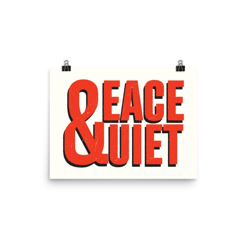Abstract Wall Art Peace and Quiet Print Typographic Poster Graphic Design Print image 3
