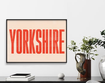 Typography Poster - Yorkshire Print - Contemporary Art -  Minimalist Art - Word Art - Bedroom Decor Ideas - Gift For Her