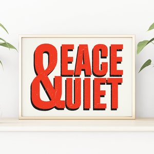 Abstract Wall Art Peace and Quiet Print Typographic Poster Graphic Design Print image 2