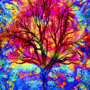 Electric Tree of Life fabric panel