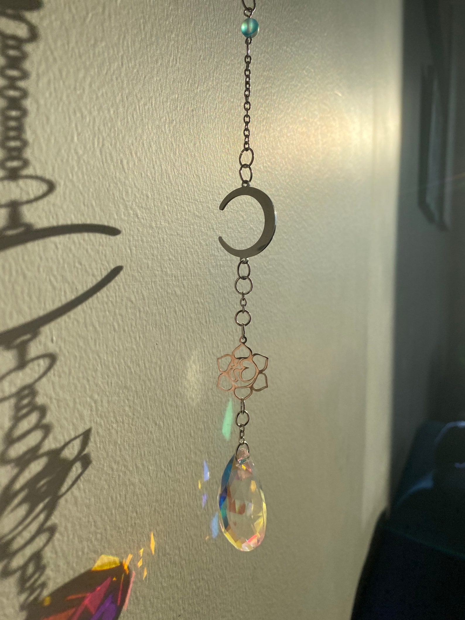 Chain and bead sun catcher / sun catcher crystal / sun catcher Etsy