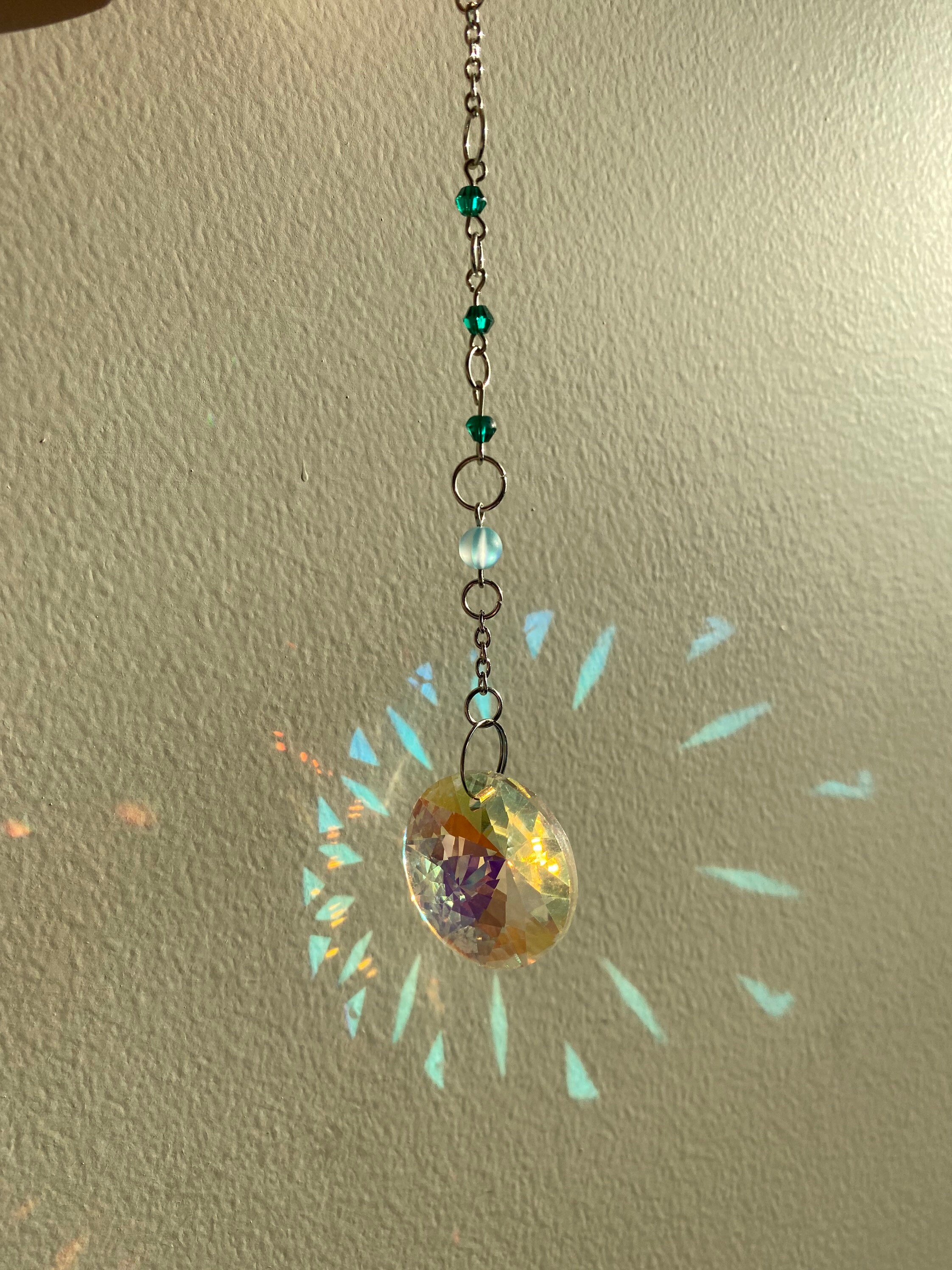 Chain and bead sun catcher / sun catcher crystal / sun catcher Etsy