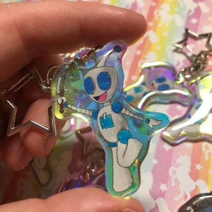 Invader Zim Robot GIR With A Knife Rainbow Acrylic Keychain