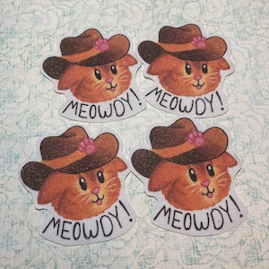 Meowdy Cowboy Kitten Glitter Sticker