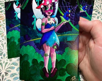 Mushroom Pixie Girl Art Print