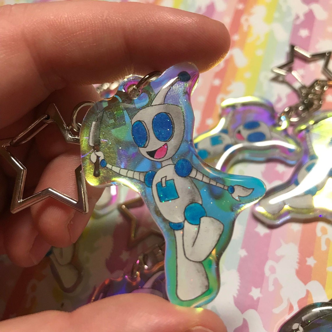 Invader Zim Robot GIR With A Knife Rainbow Acrylic Keychain Etsy