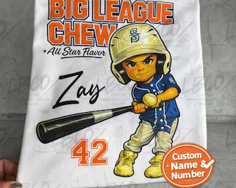 Big League Chew Inspired Custom Baseball Tee – Personalized Name & Number | Baseball Shirt