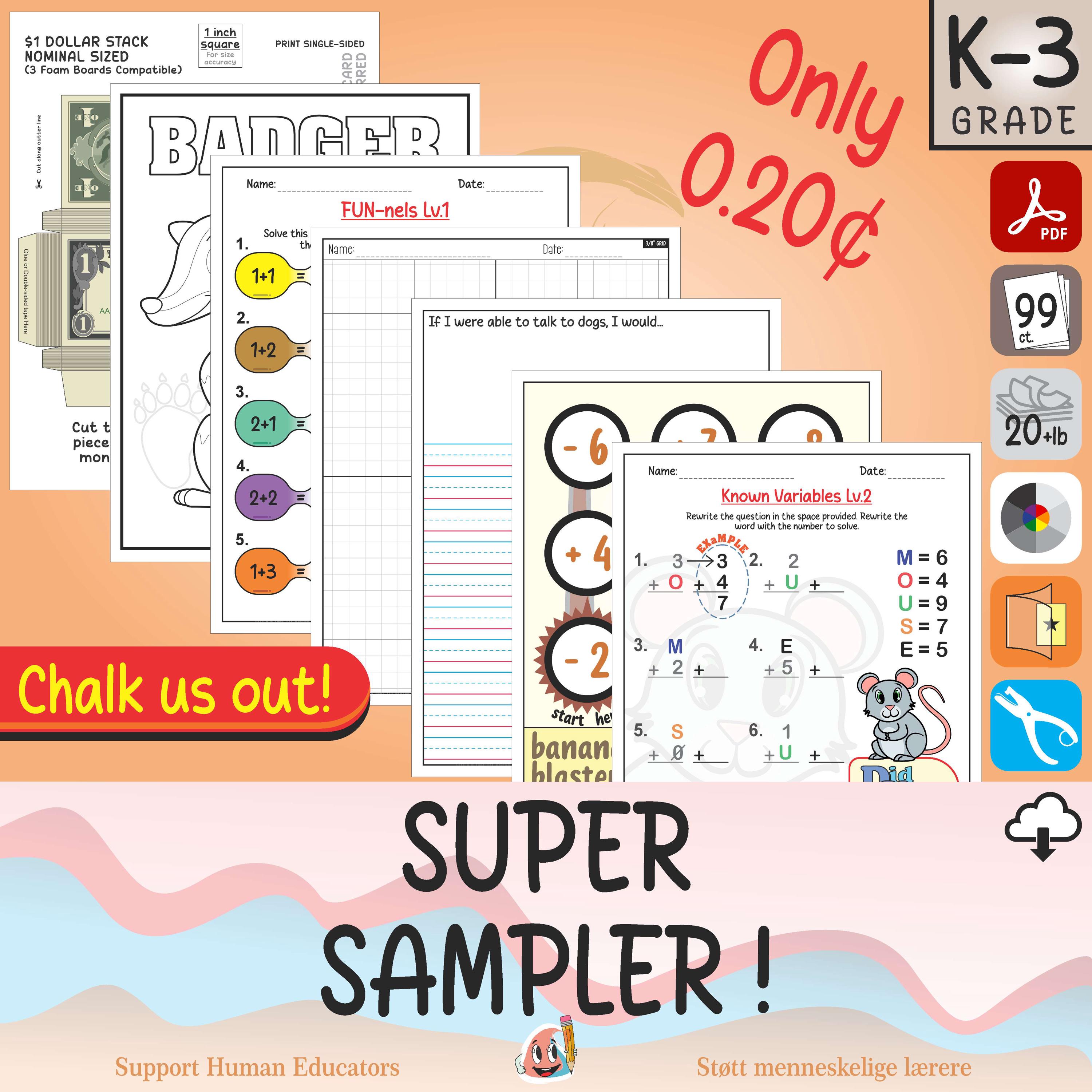Worksheet Sampler Super Sampler Worksheets Bundle - Etsy