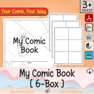 May include: A comic book with the title "My Comic Book" and the subtitle "[6-Box]" is displayed. The cover features a bug and a drawing of a flower. The text "Your Comic, Your Way" is at the top. The book is designed for ages 3+.