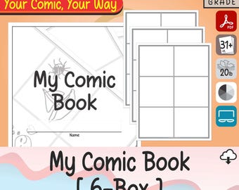 Mi Cómic (6 Recuadros) – Plantilla imprimible de 31 páginas – Diario de dibujo y narración para estudiantes – PDF para el aula y la educación en casa