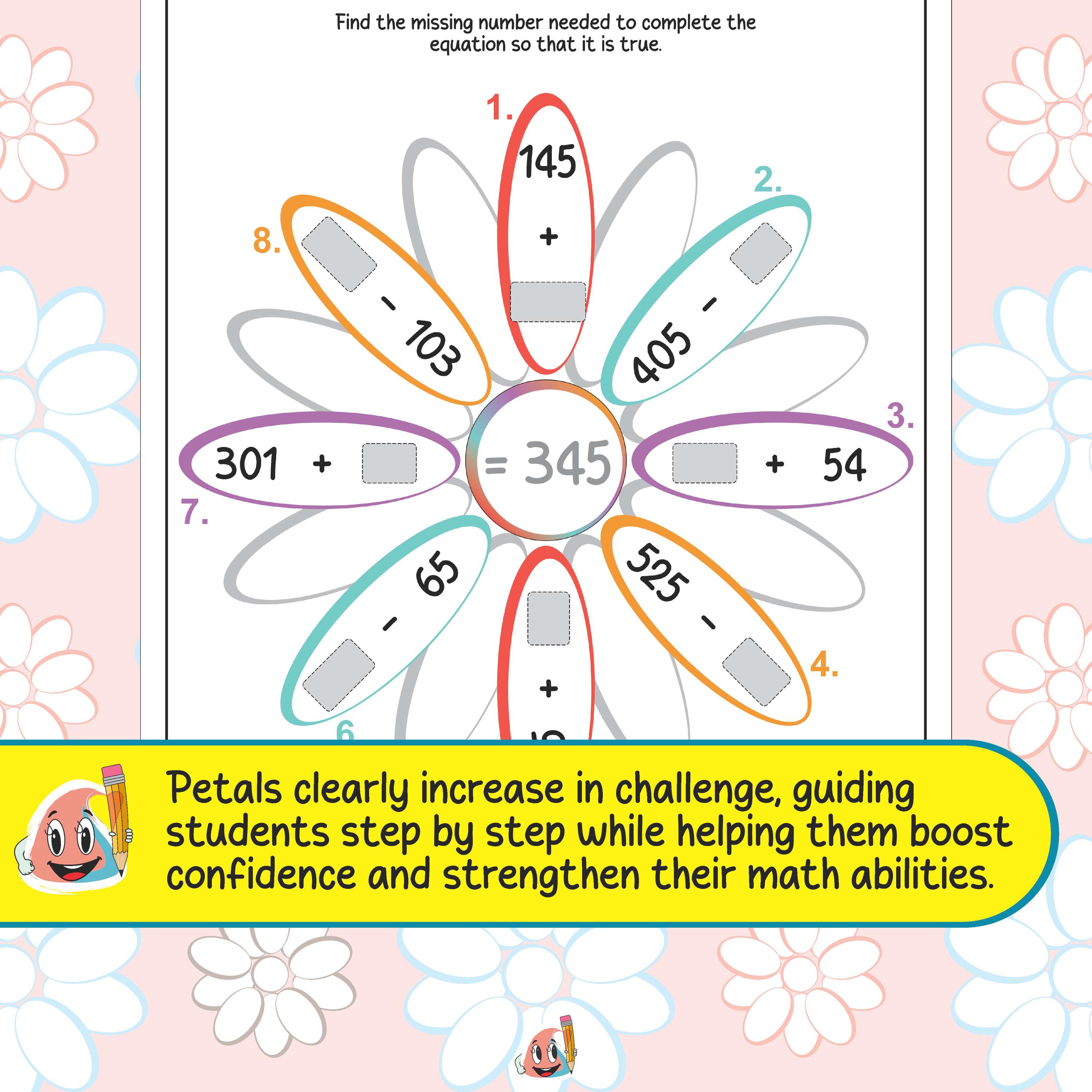 Flower Math Worksheets for 3rd Grade - Petal Addition & Subtraction ...