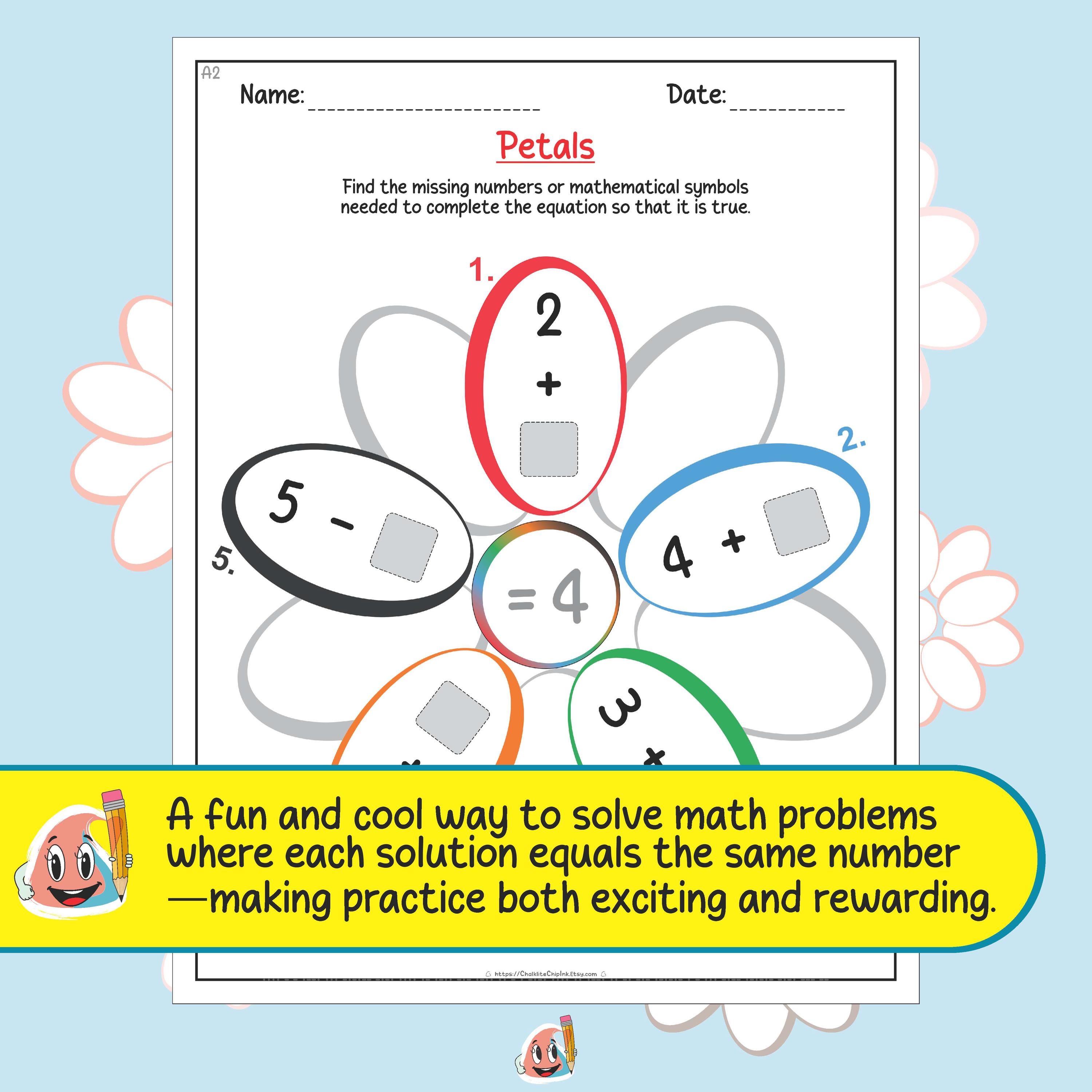 Kindergarten Math Practice Flowers - Circular Petal Worksheets ...