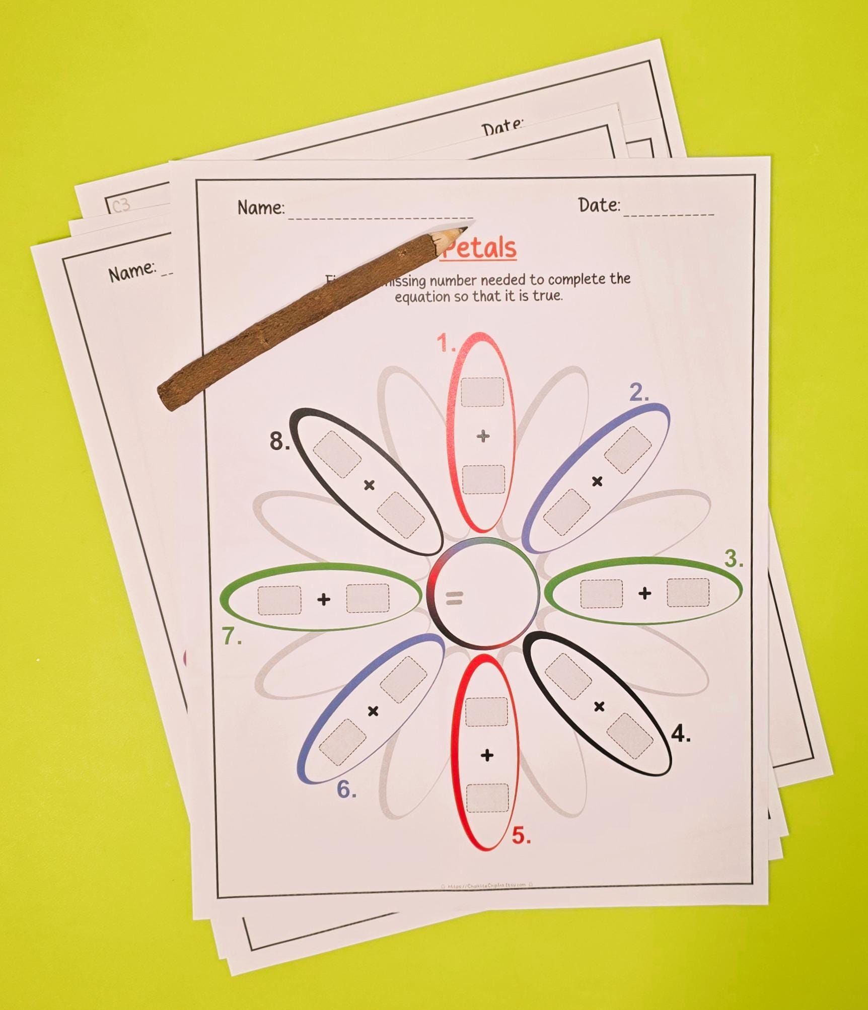 Flower Math Worksheets for 3rd Grade - Petal Addition & Subtraction ...