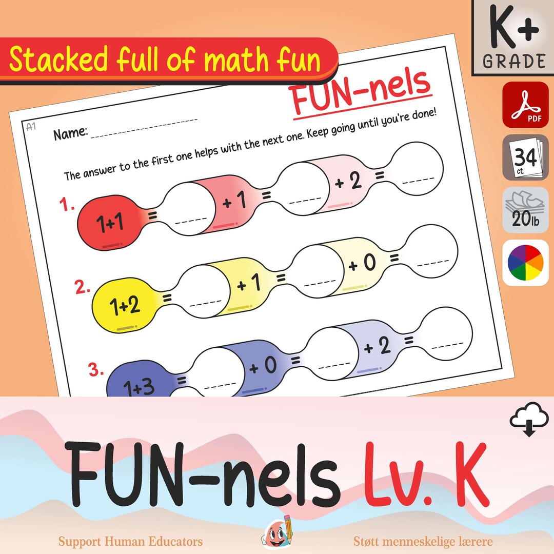 Fun-nels Level K Math Worksheets | Interactive Addition & Subtraction ...