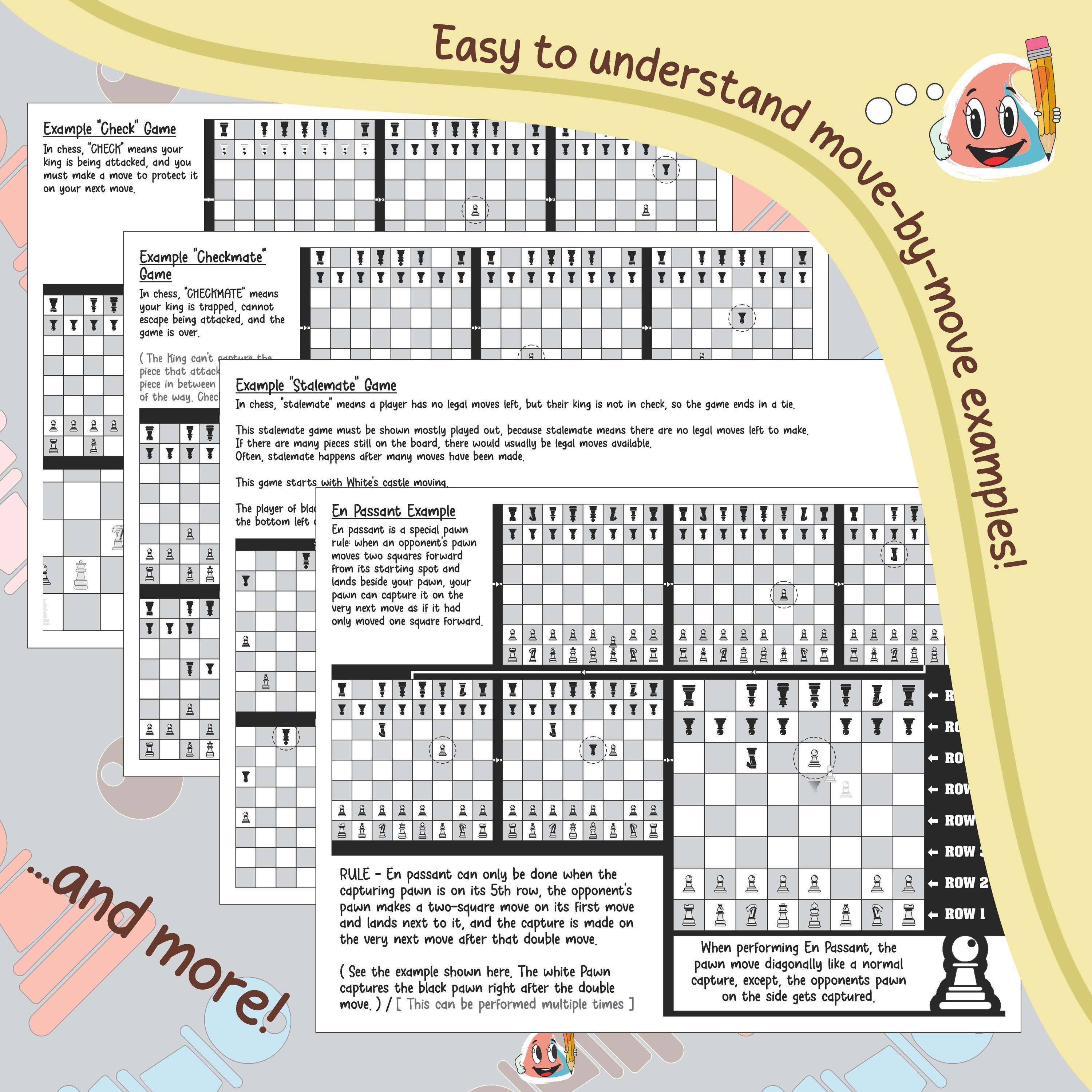 Printable Chess Lesson Beginner Chess Program for Kids - Printable Board & Foldable Pieces ...