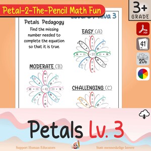 Blumen Mathe-Arbeitsblätter für die 3.Klasse - Advents- und Goldenes-Blütenblätter - eine herausfordernde PDF-Musterung