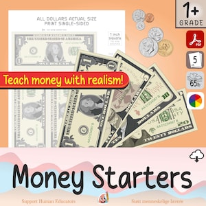 Printable US Currency Fronts - Money Starters for Kids - Coin & Bill Recognition Practice