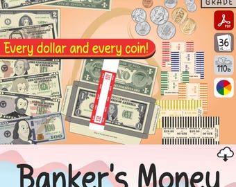 Printable Realistic Play Money - US Bills and Coins Full Set - For Learning and Pretend