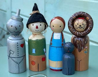 Muñecos de madera pintados a mano del Mago de Oz: Figuras de la Bruja Mala del Oeste, regalo para niños