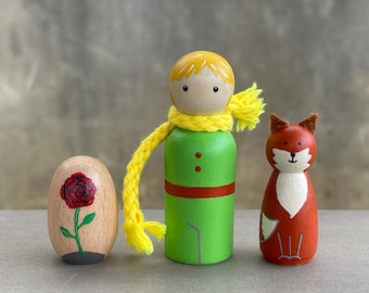Hand-Painted Peg Dolls: The Little Prince Figurine Set