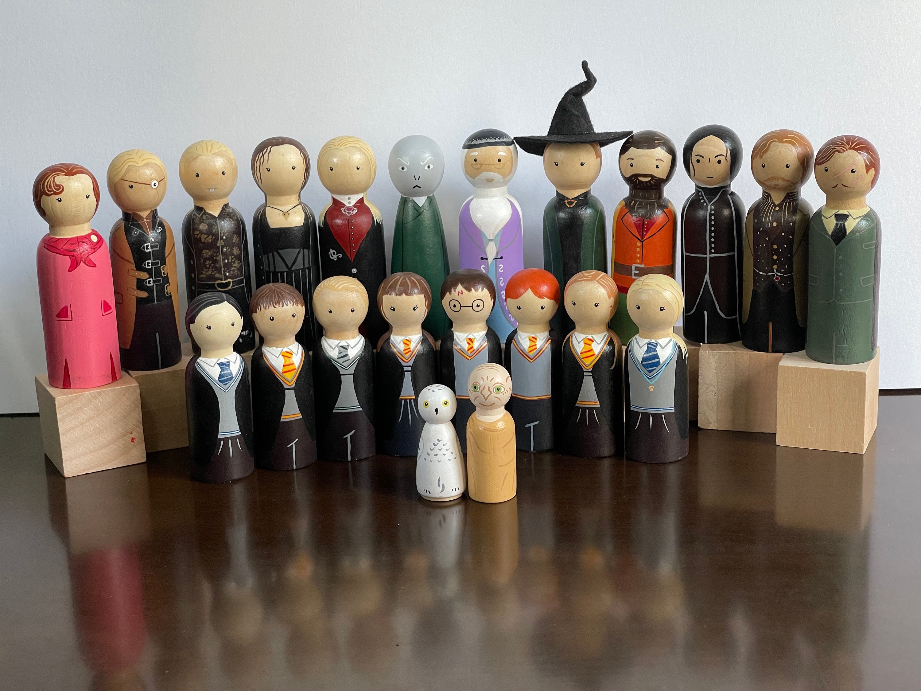 Hand painted Peg Dolls Inspired by Harry Potter Hogwarts Magic