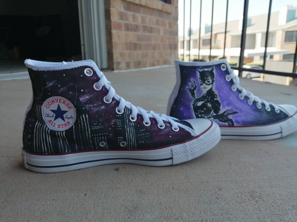 Catwoman Shoes Converse comic comic shoes Gotham Gotham Etsy