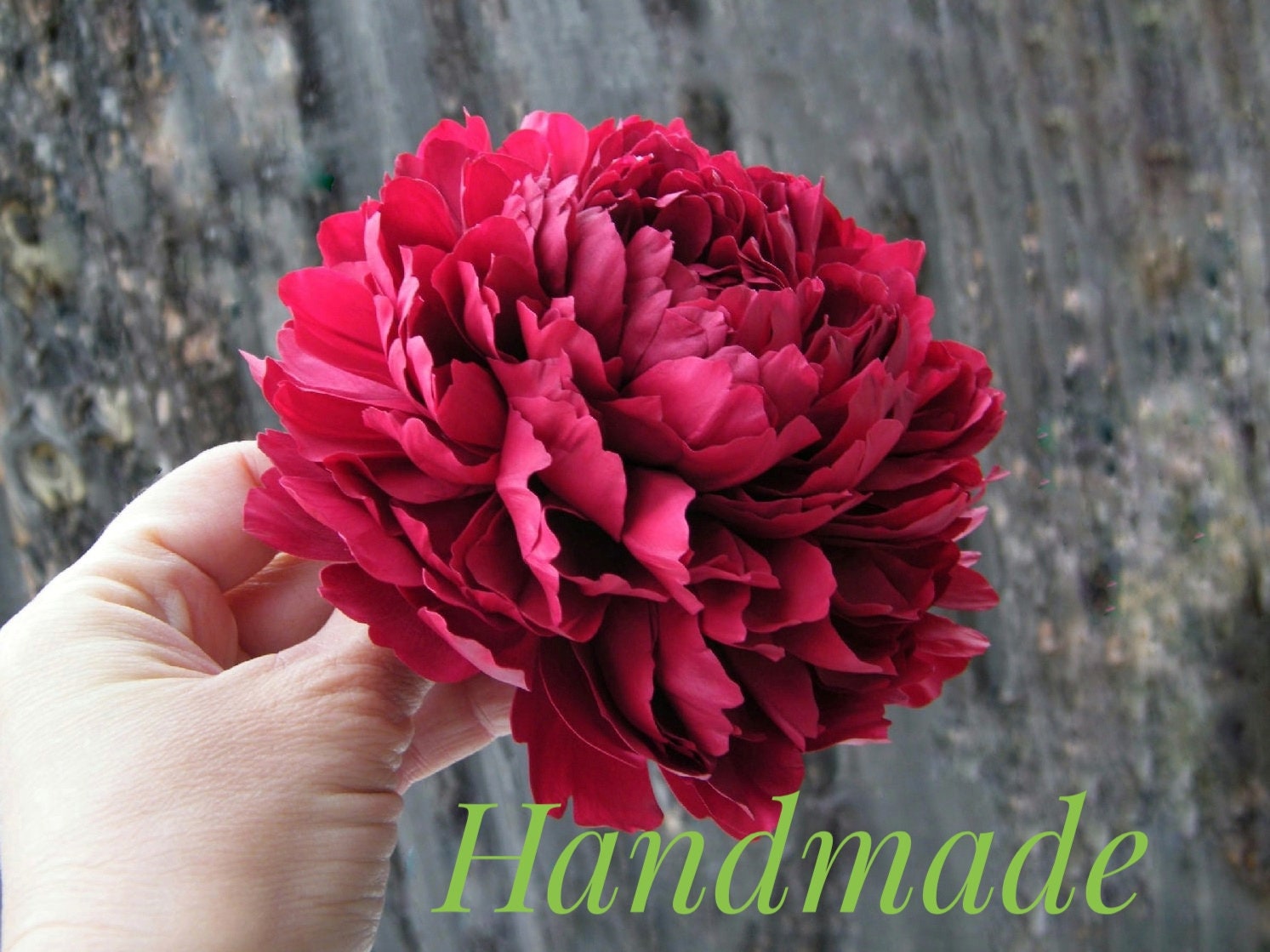 Flower hair clip Large peony hair piece Handmade flower Etsy