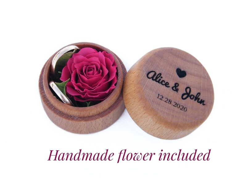 Personalized wedding ring box Wooden ring holder Ring bearer box for wedding ceremony