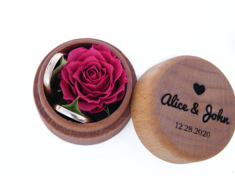 Personalized wedding ring box Wooden ring holder Ring bearer box for wedding ceremony