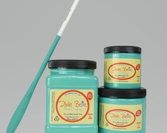 Dixie Belle Mermaid Tail Chalk Mineral Paint. Teal Blue Green Furniture, Decor, Wood, Metal, Glass, Ceramic, Fabric, or Cabinet Paint.