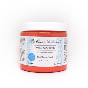 Paint Couture CARIBBEAN CORAL Acryl Acryl Mineral Water Gebaseerde Verf, Meubels, Decor, Hout, Metaal, Glas, Keramiek, Stof, of Kast Verf.