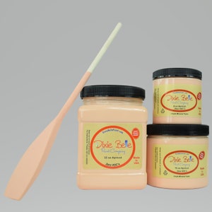 Dixie Belle Apricot Chalk Mineral Paint. Pale Orange Pink Furniture, Decor, Wood, Metal, Glass, Ceramic, Fabric, or Cabinet Paint.