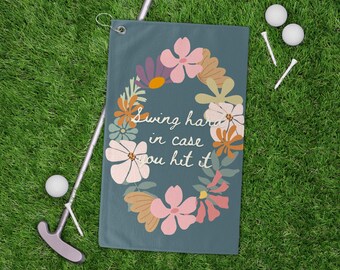 Funny Floral Golf Towel, Golfer Gift