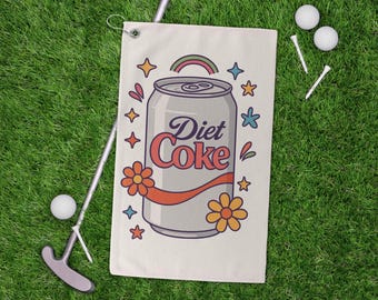 Retro Diet Cola Golf Handtuch | Blumenmuster, Mikrofaser-Mischung