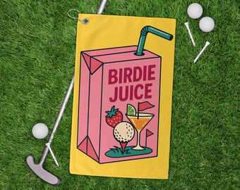 Golf Towels - Birdie Juice Design, Funny Golf Accessories, Unique Golf Gifts, Golfing Towels for Him/Her, Sports Towels for Golf Enthusiasts