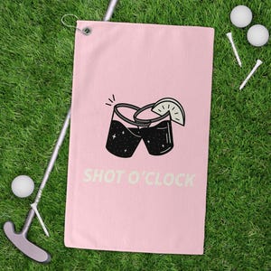 Playful Golf Towels - Shot O&#39;Clock Design, Fun Gift for Golfers, Post-Golf Hangout, Summer Golf Accessories, Unique Golf Gear