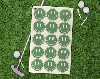 Smiley-Mikrofaser-Golftuch - grüne Spaß-Golftasche