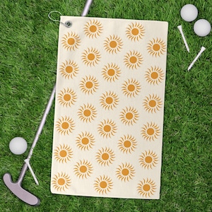 Sun Golf Towel  Cute and Vibrant, Beach Towel, Sports Towel, Summer Gift, Golf Accessories, Golf Gifts for Her