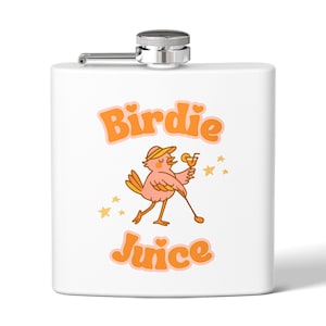 Funny Golf Flask, Gift for Golfers, Stainless Steel 6oz Whiskey Bottle, Birdie Juice Retro Design, Golfer Present, Hip Flask for  Golf