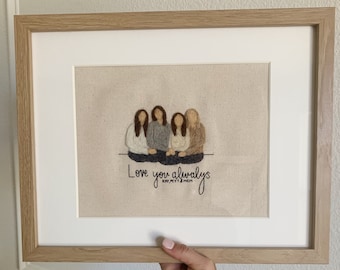 Family Felt Portrait Embroidery Frame