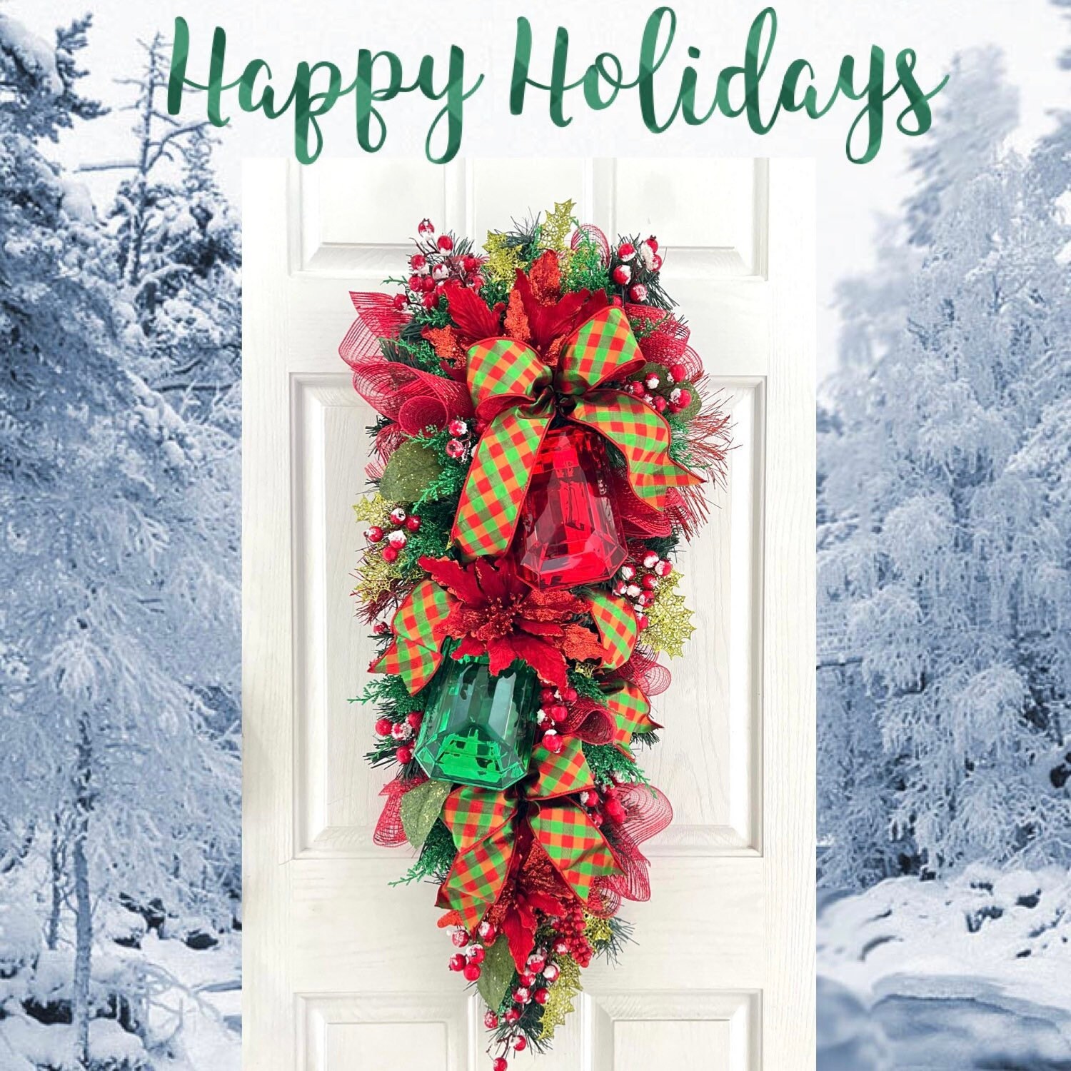 Large Swag, Christmas Swag, Wreath, Holiday Decor, Jewels