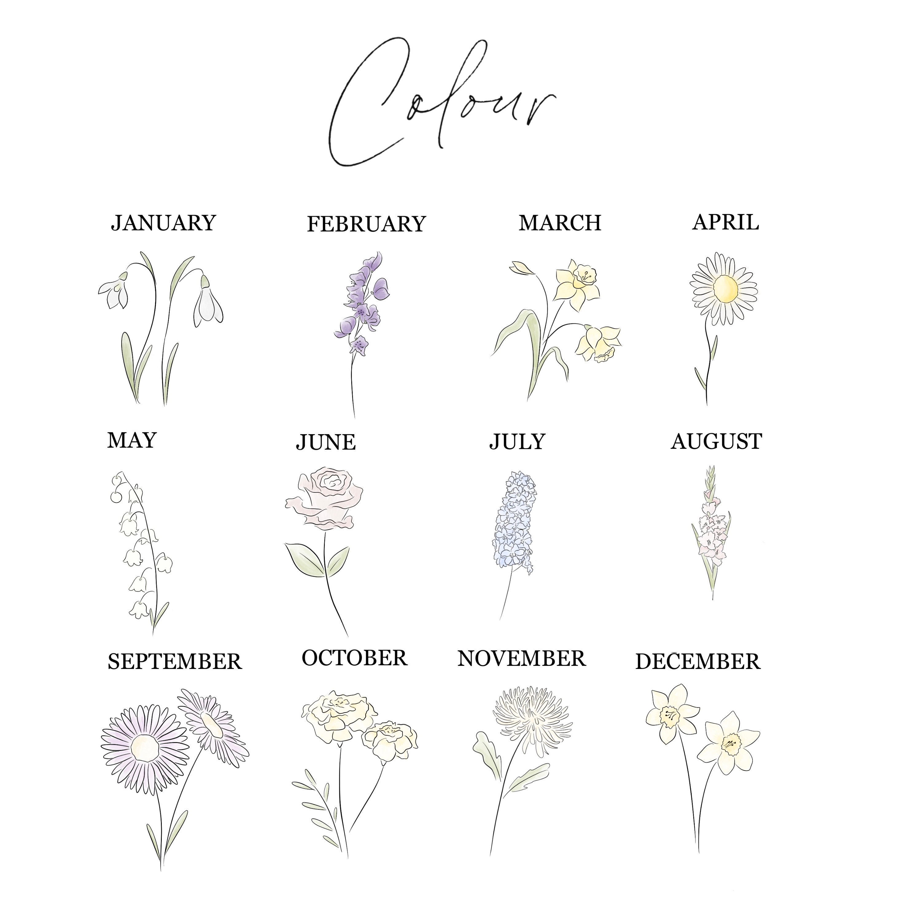 Birth Flower Print Etsy