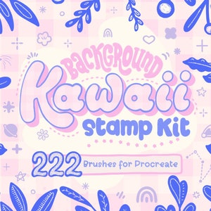 Kawaii Background Stamp Kit:  222 Stamps, Patterns, Liners, & Background Brushes for Procreate (Digital Download)